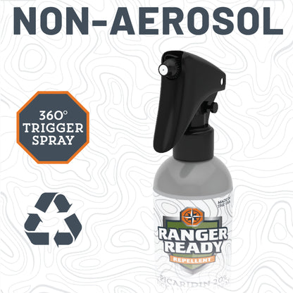 Scentless Repellent - 3 Pack - 235ml, 8oz Picaridin Repellent- Non aerosol. 360 degrees trigger spray