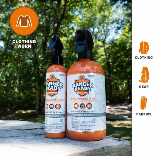 Clothing Worn - Permethrin Insect Repellent Fabric Spray - Scent Zero - For Clothing, Gear and Fabrics